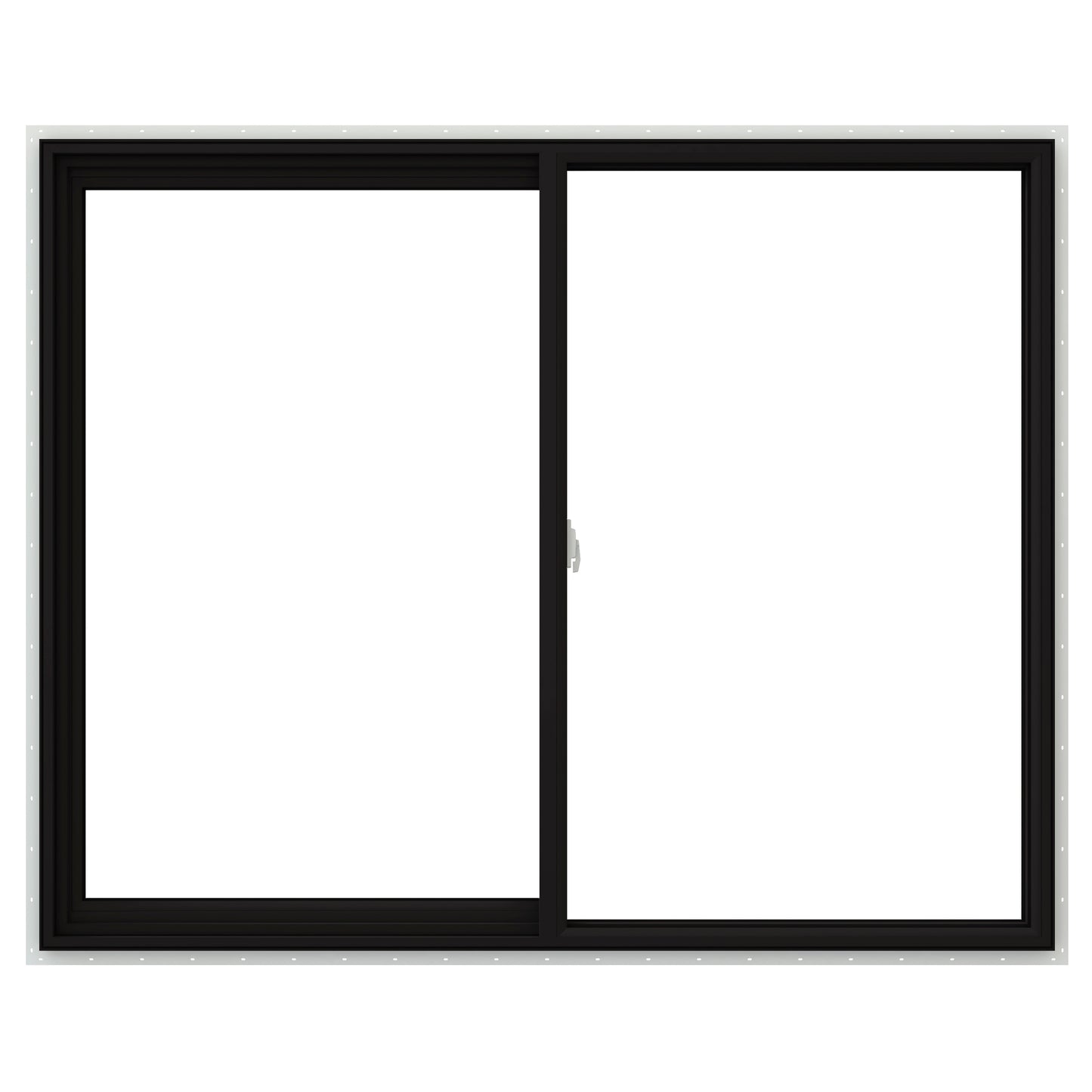 JELD-WEN V-2500 71-1/2-in x 47-1/2-in Black Exterior White Interior Left-Handed Vinyl Sliding Window Annealed Glass (Full Screen Included)