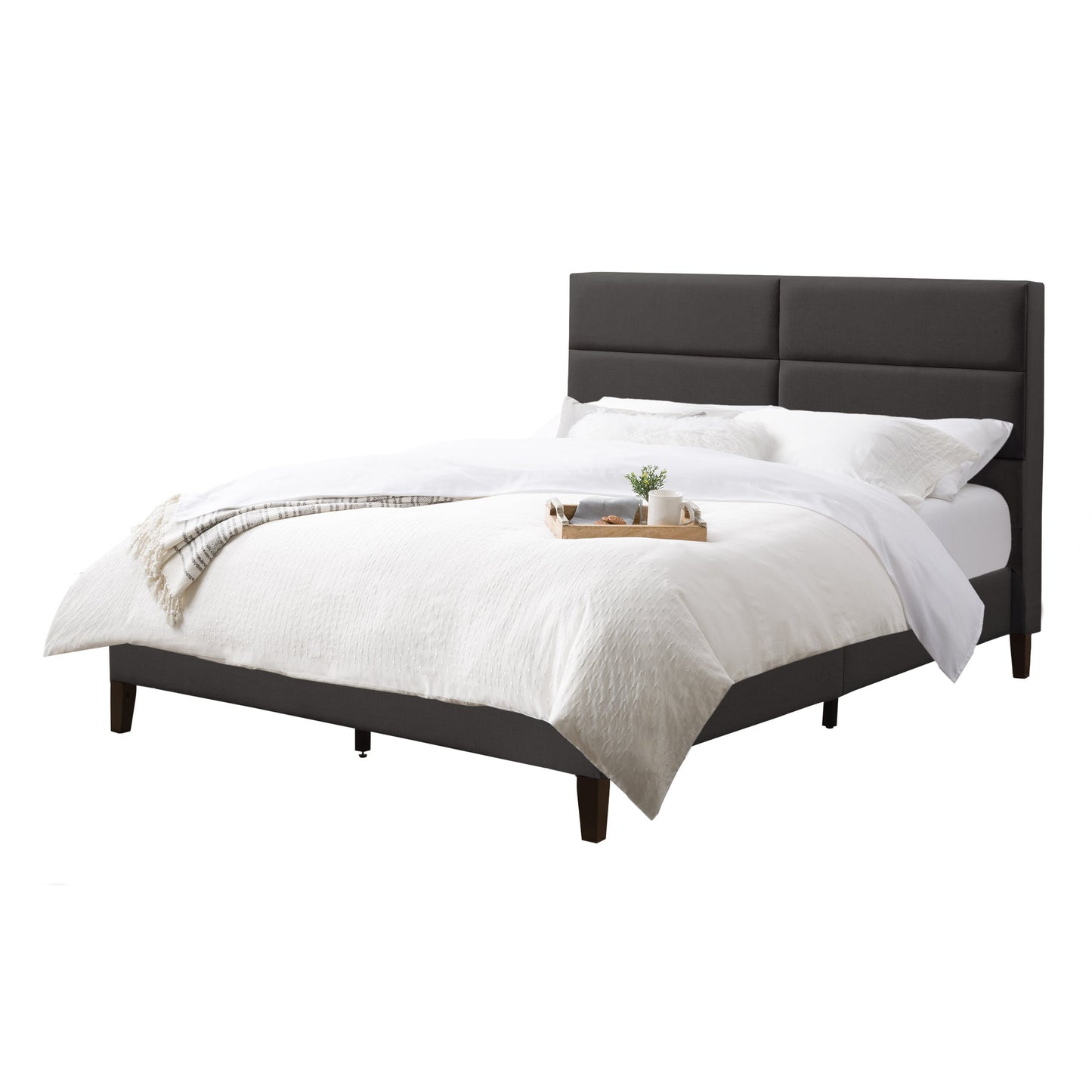 CorLiving Full Dark Grey Panel Bed with Headboard