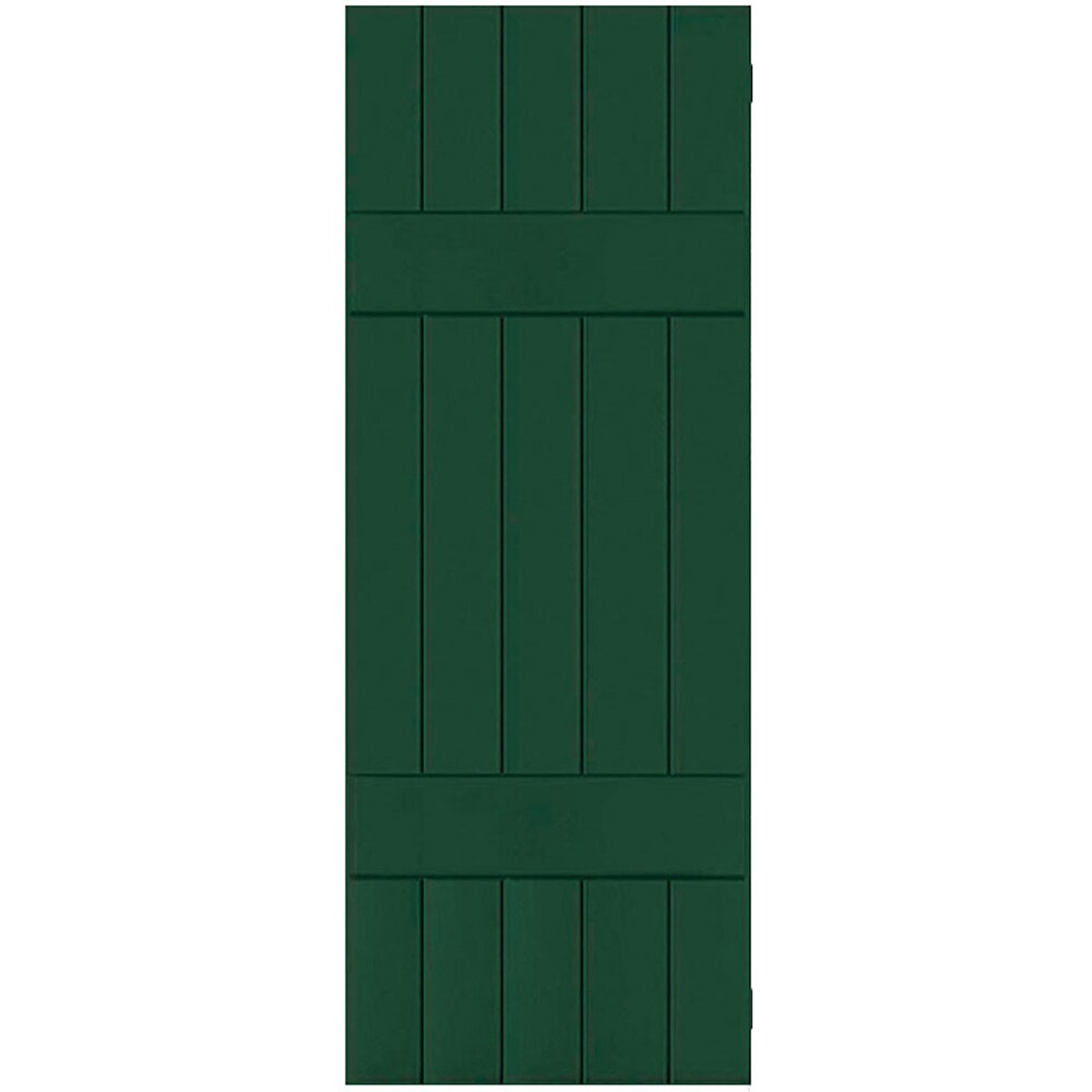 Ekena Millwork 18-in W x 34-in H Chrome Green Board and batten Wood Exterior Shutters ( 2 -Pack )