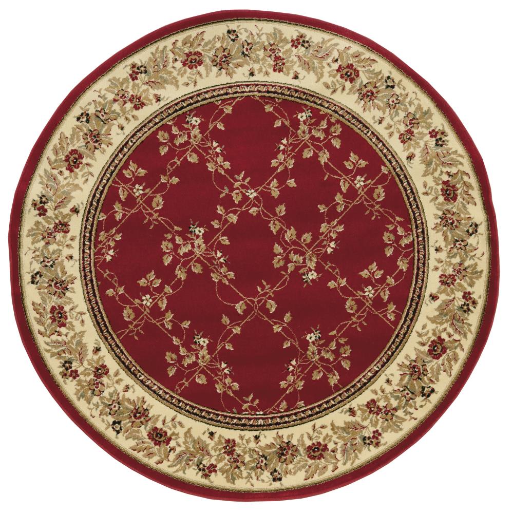 Radici USA Como 8 x 8 (ft) Polypropylene Red Round Indoor Trellis Oriental Spot Clean Only Area rug