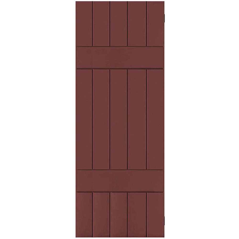 Ekena Millwork 18-in W x 49-in H Cottage Red Board and batten Wood Exterior Shutters ( 2 -Pack )