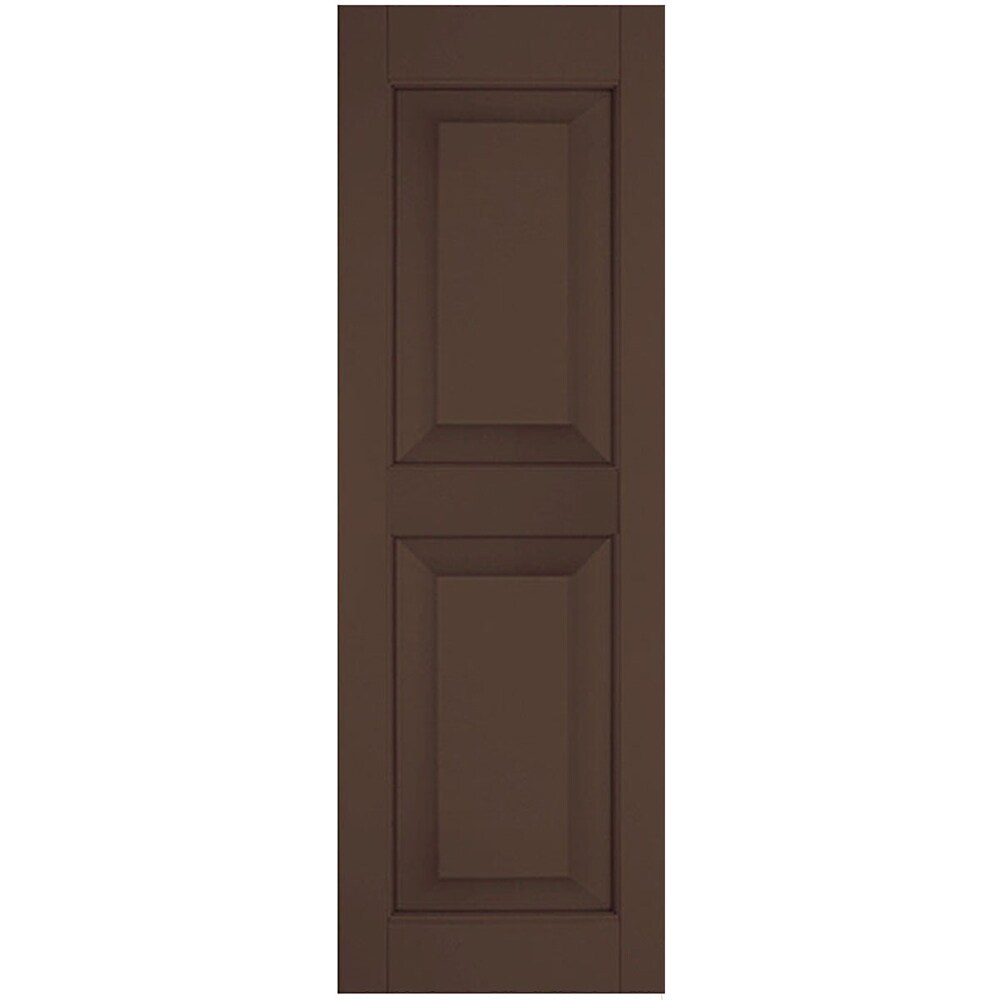 Ekena Millwork 18-in W x 31-in H Tudor Brown Raised panel Wood Exterior Shutters ( 2 -Pack )