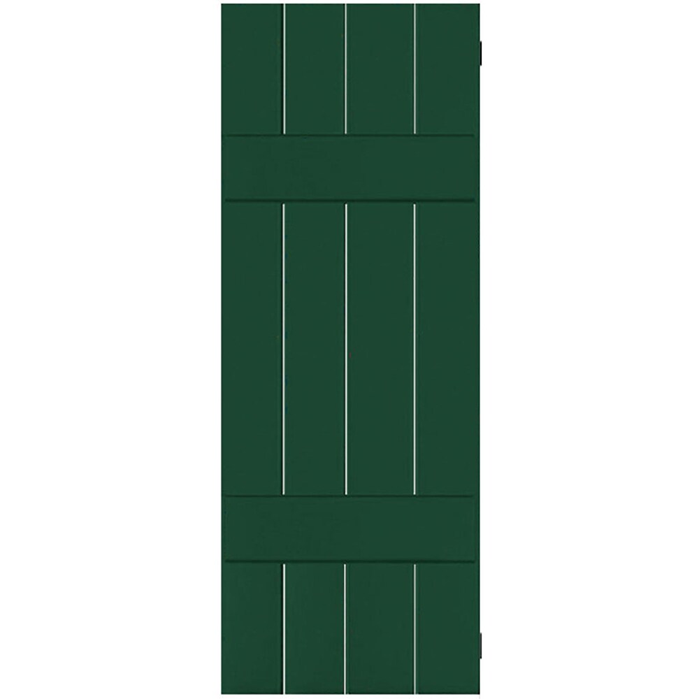 Ekena Millwork 15-in W x 33-in H Chrome Green Board and batten Wood Exterior Shutters ( 2 -Pack )