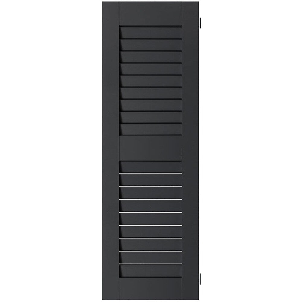 Ekena Millwork 18-in W x 40-in H Black Louvered Wood Exterior Shutters ( 2 -Pack )