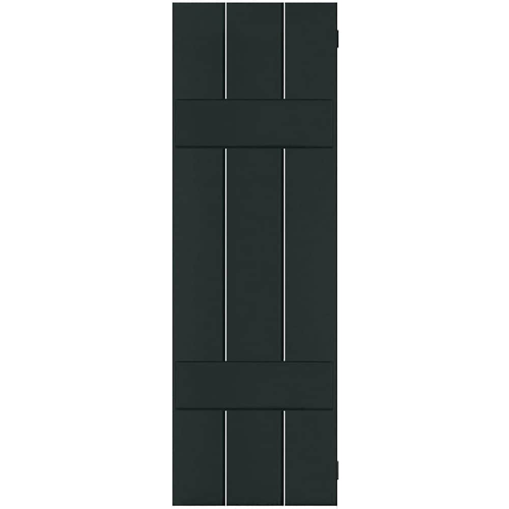 Ekena Millwork 12-in W x 73-in H Black Forest Green Board and batten Wood Exterior Shutters ( 2 -Pack )