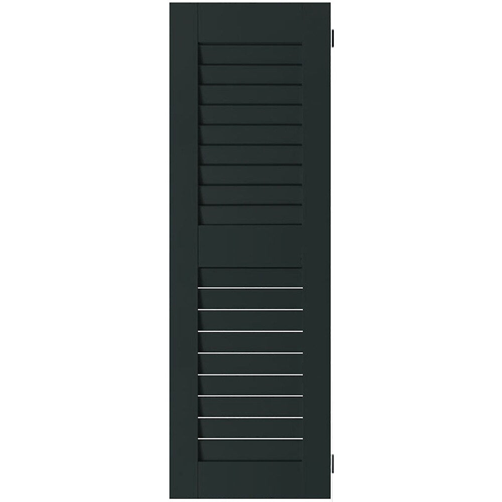 Ekena Millwork 15-in W x 43-in H Black Forest Green Louvered Wood Exterior Shutters ( 2 -Pack )