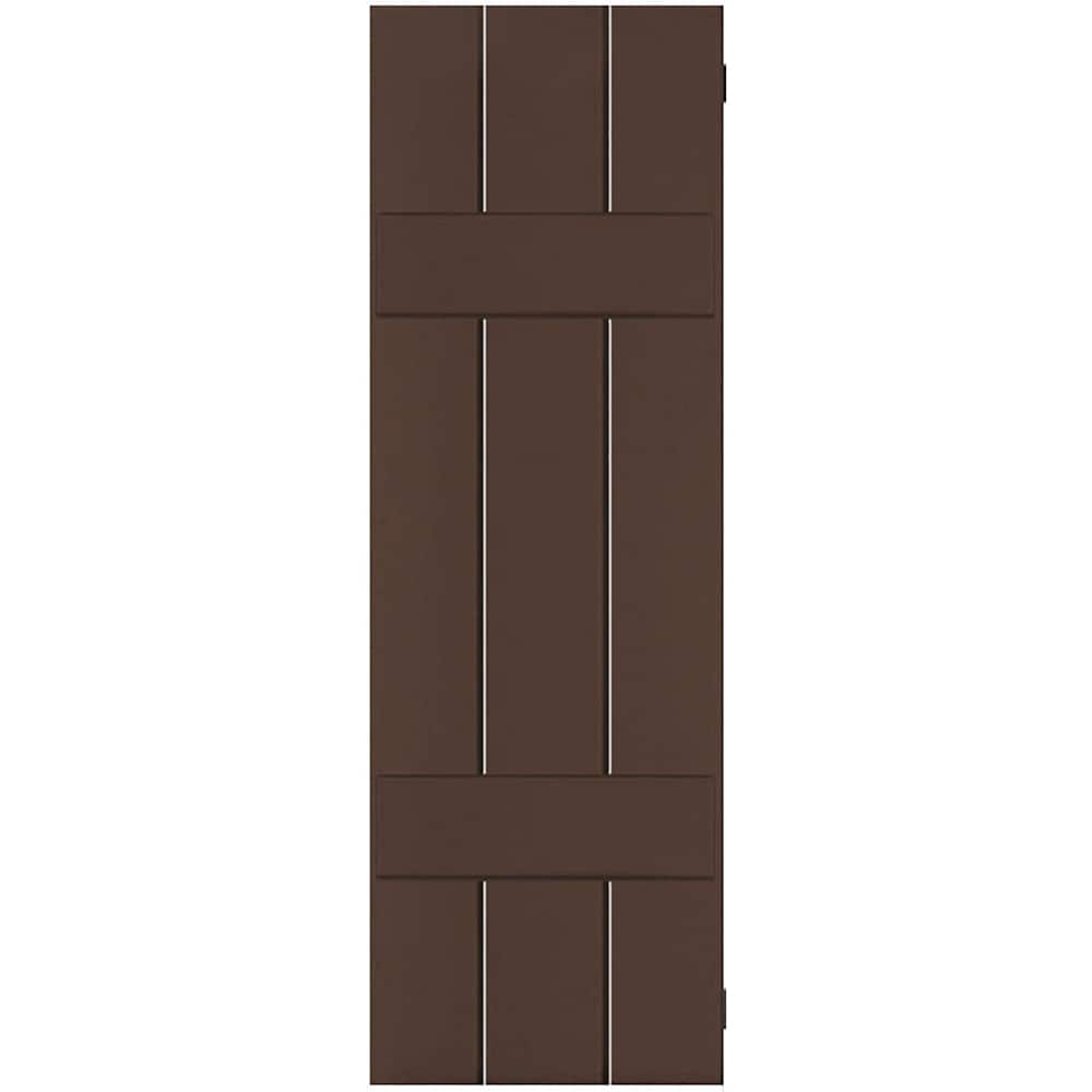 Ekena Millwork 12-in W x 53-in H Tudor Brown Board and batten Wood Exterior Shutters ( 2 -Pack )