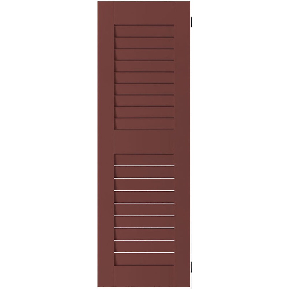 Ekena Millwork 18-in W x 59-in H Cottage Red Louvered Wood Exterior Shutters ( 2 -Pack )