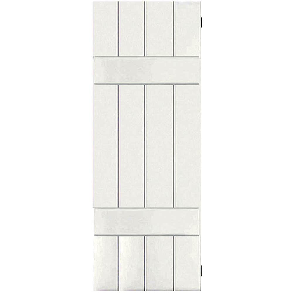 Ekena Millwork 15-in W x 40-in H White Paintable/Stainable Board and batten Wood Exterior Shutters ( 2 -Pack )
