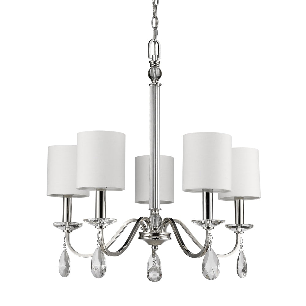 Acclaim Lighting Lily 5 -Light Polished Nickel Indoor Fabric Metal Chandelier