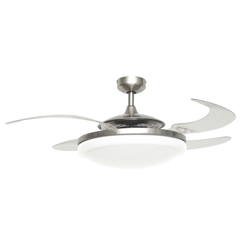 Fanaway Evo2 48-in Brushed Chrome with Transparent Blades Fandelier Ceiling Fan With Light 4 -Blade