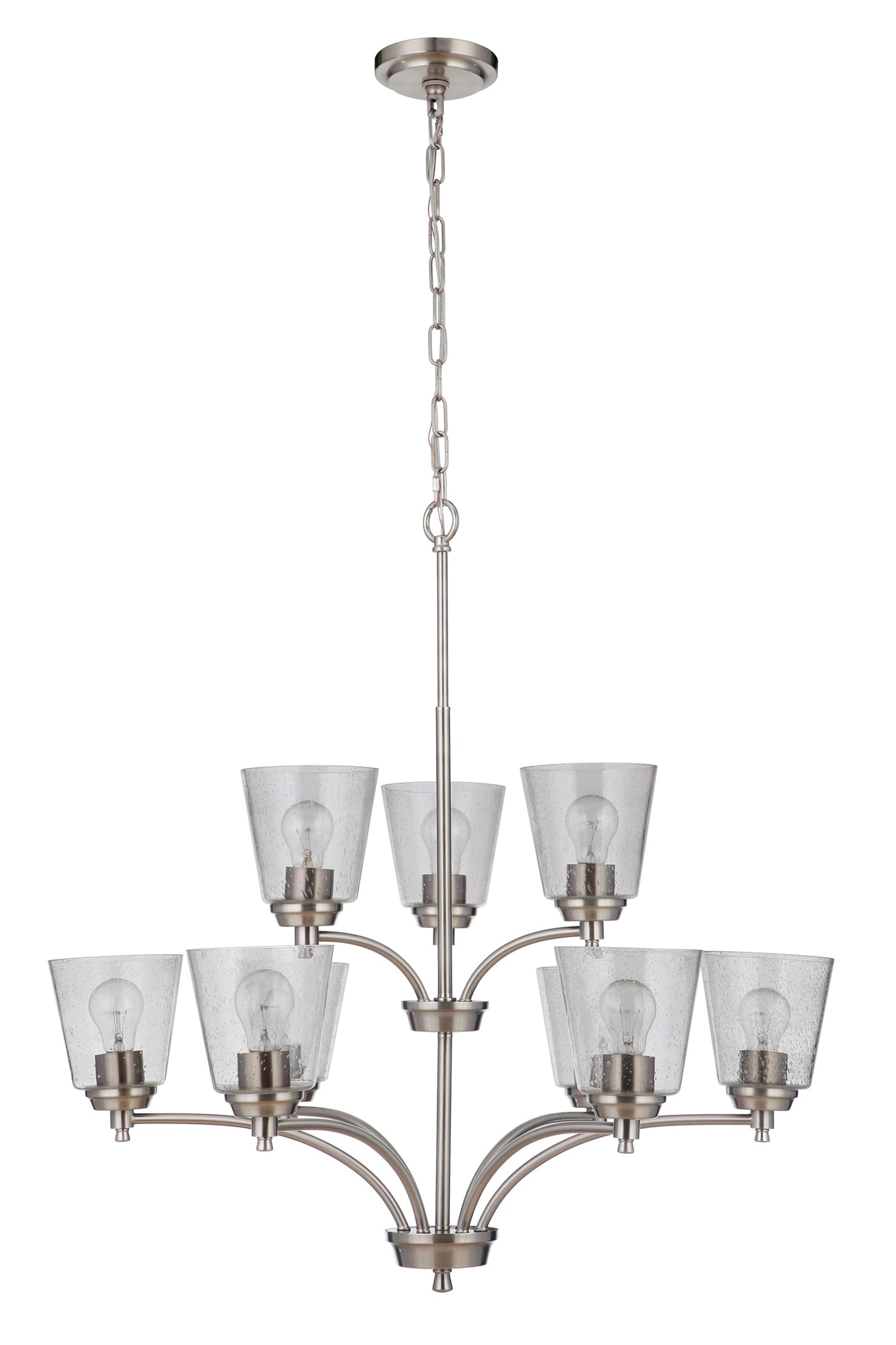 Craftmade Tyler 9 -Light Brushed Nickel Indoor Seeded glass Glass Metal Chandelier