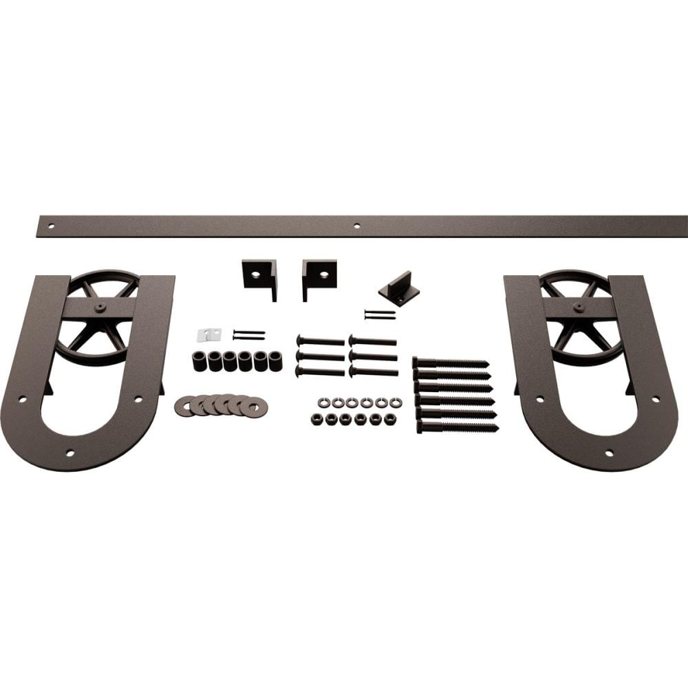 Goldberg Brothers 64-in Bronze Texture Indoor Horseshoe Single Double Barn door hardware kit