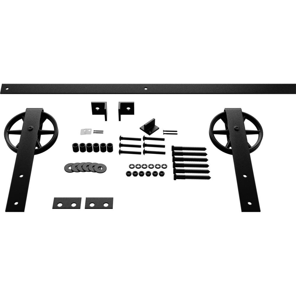 Goldberg Brothers 48-in Matte Black Indoor Wagon wheel Single Double Barn door hardware kit