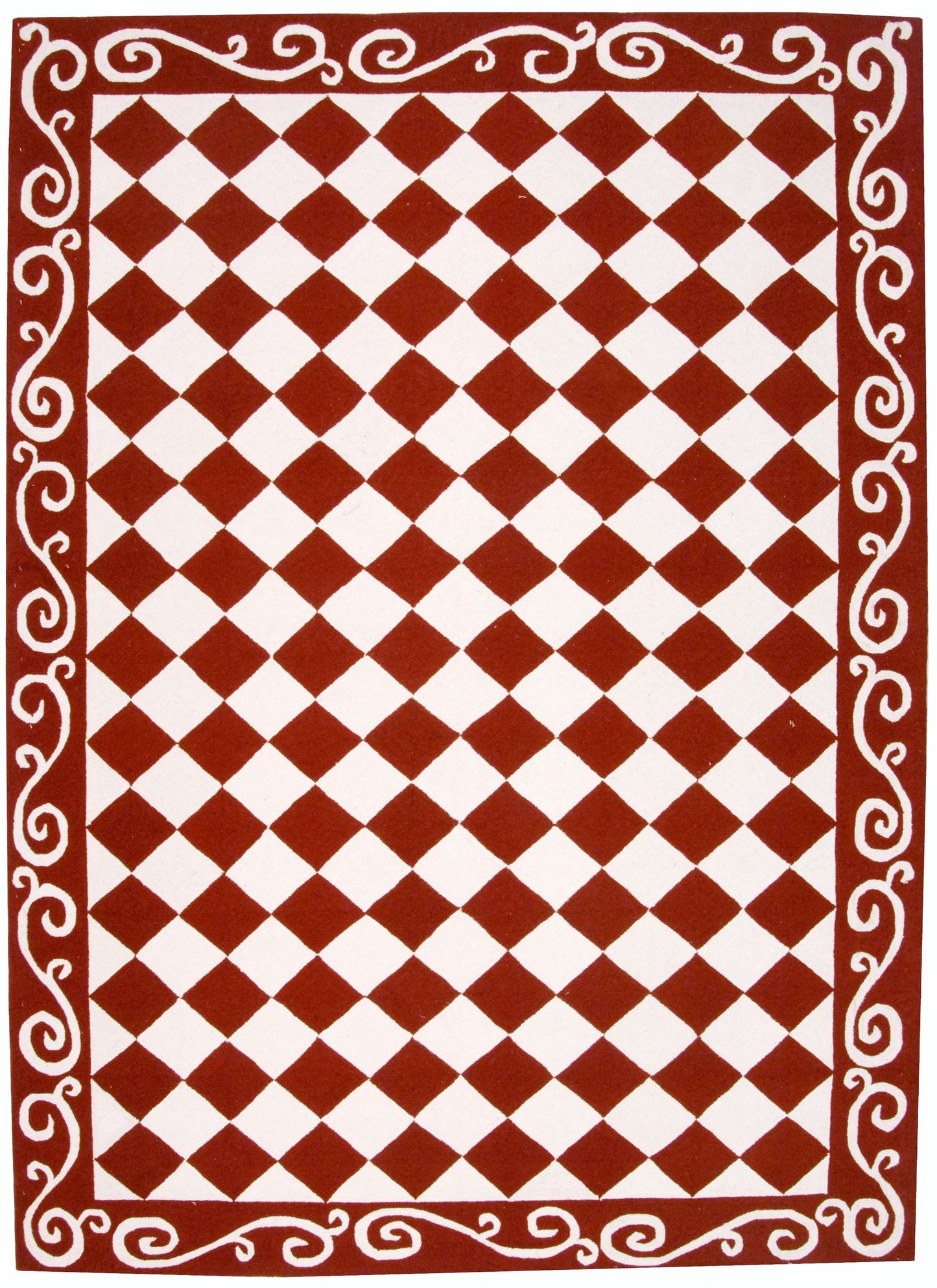 Safavieh Chelsea Checkers 8 x 10 (ft) Hooked Wool Burgundy/Ivory Rectangular Indoor Abstract Spot Clean Only Area rug