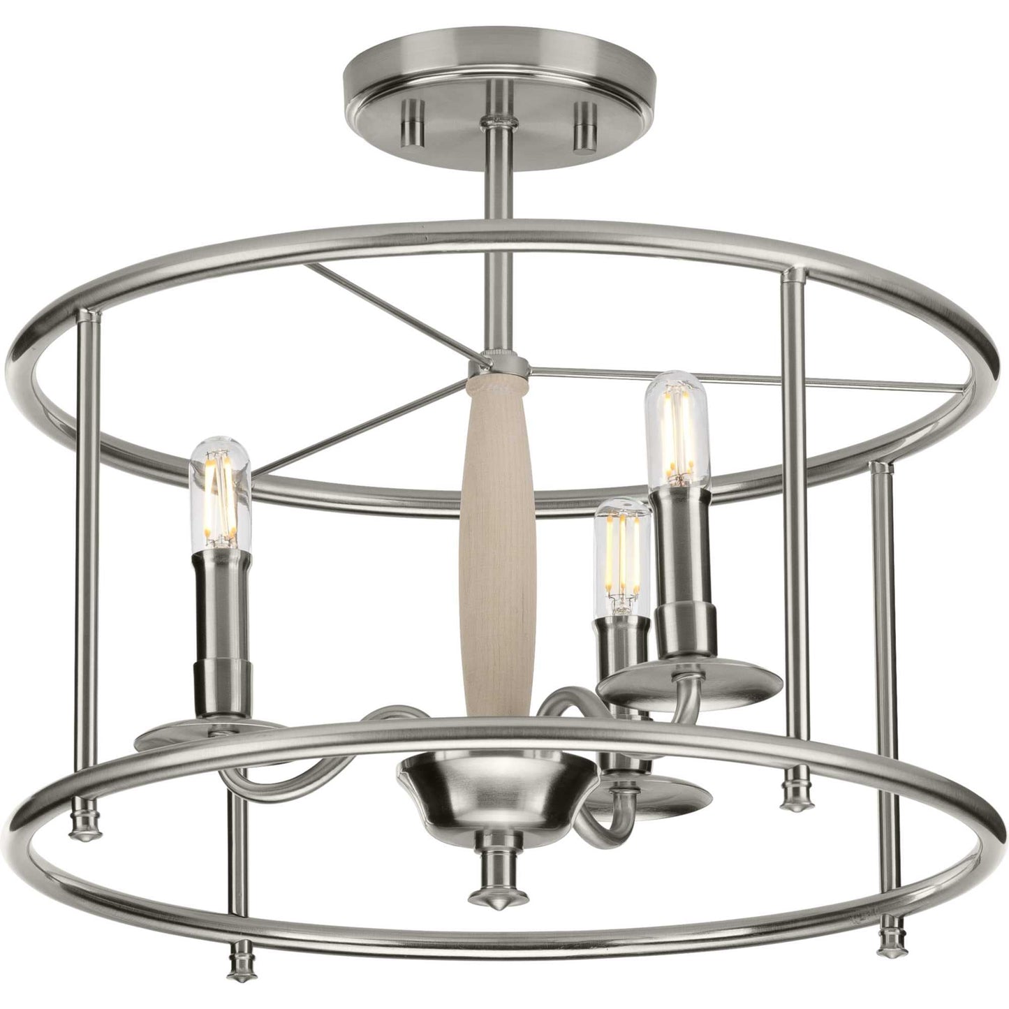 Progress Lighting Durrell 3 -Light 16-in Brushed Nickel Semi Flush Mount Light