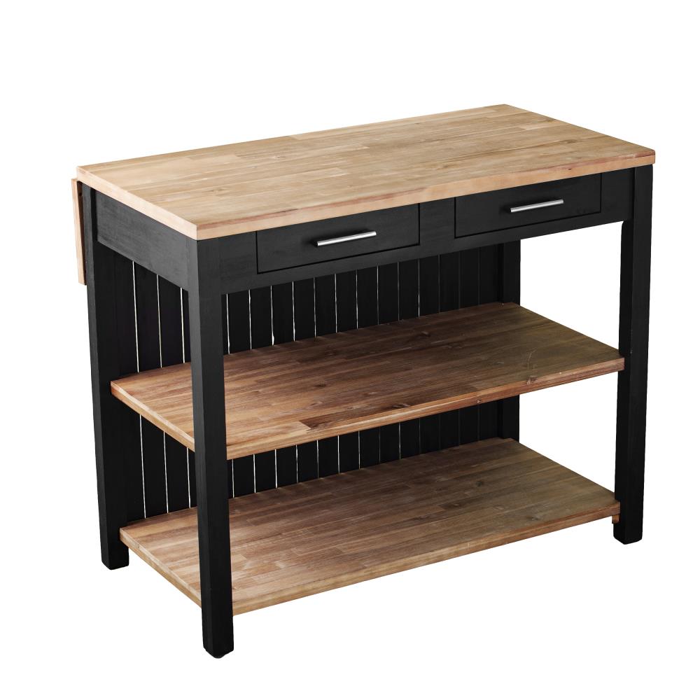 Boston Loft Furnishings Black Wood Base with Wood Wood Top Kitchen Island ( 43.5-in x 32.5-in x 36-in )