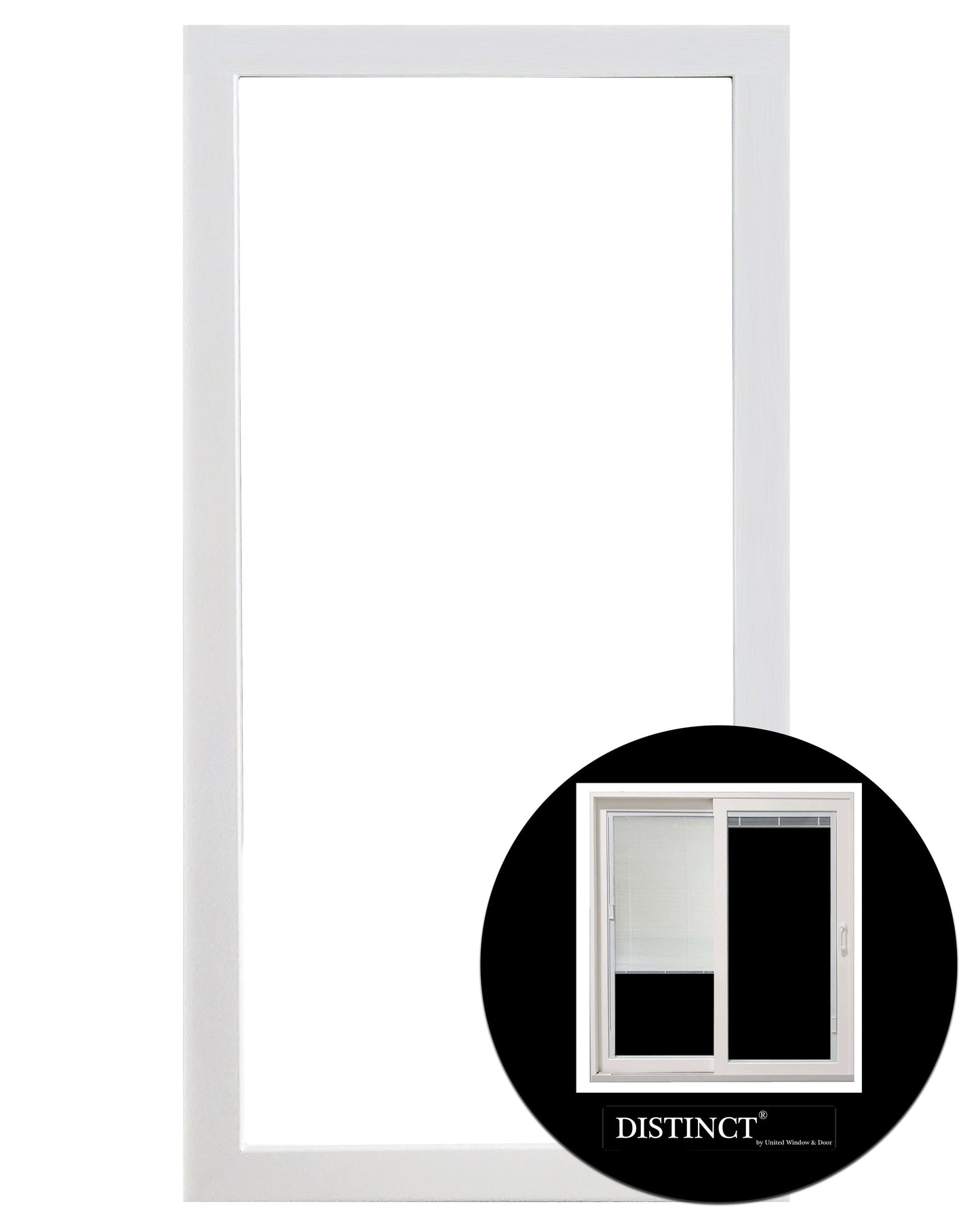 United Window & Door Distinct KD Door Low-e Argon Tempered Clear Glass Composite Universal Patio Door Stationary Panel