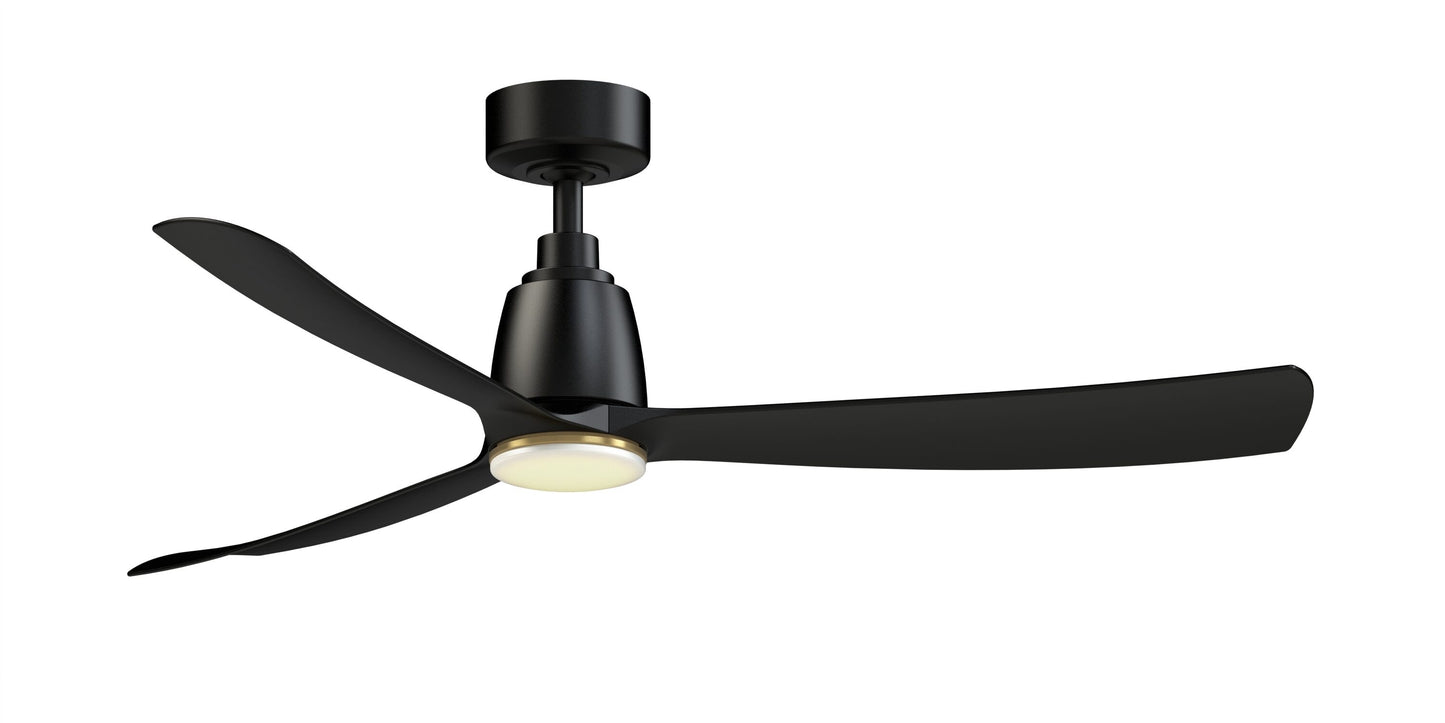 Fanimation Kute 52-in Black/Brushed Satin Brass with Black Blades Color-changing Integrated LED Indoor/Outdoor Smart Propeller Ceiling Fan with Light and Remote (3-Blade) FPD8534BL-LKBS
