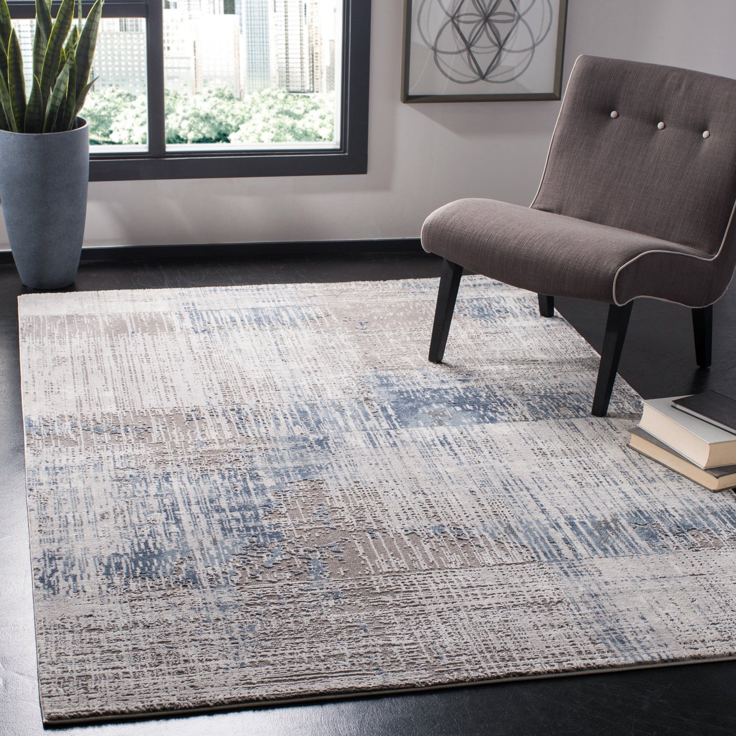 Safavieh Craft Perce 12 x 15 (ft) Loomed Polypropylene Gray/Blue Rectangular Indoor Abstract Spot Clean Only Area rug