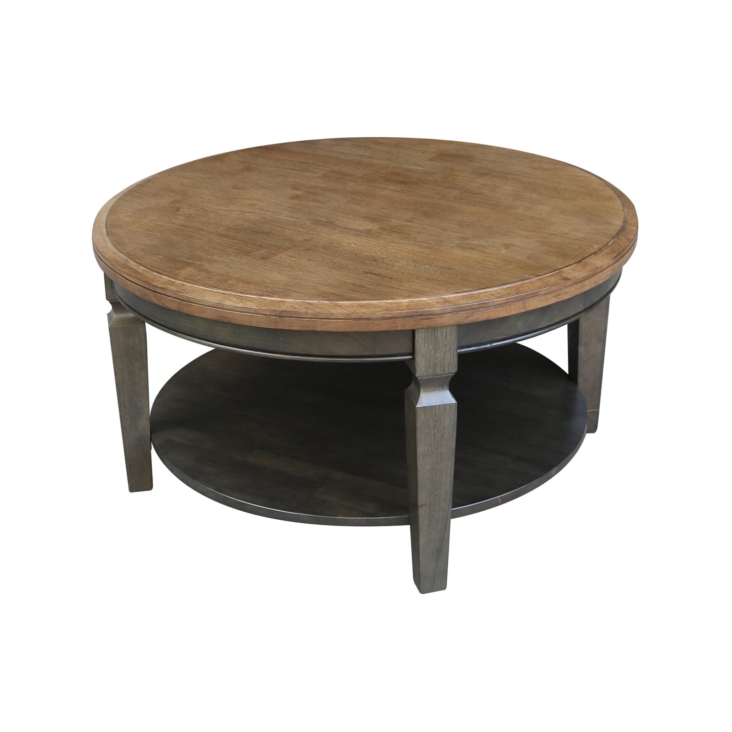 International Concepts Round Wood Hickory/Washed Coal Rubberwood 38-in W x 20.3-in H Coffee Table