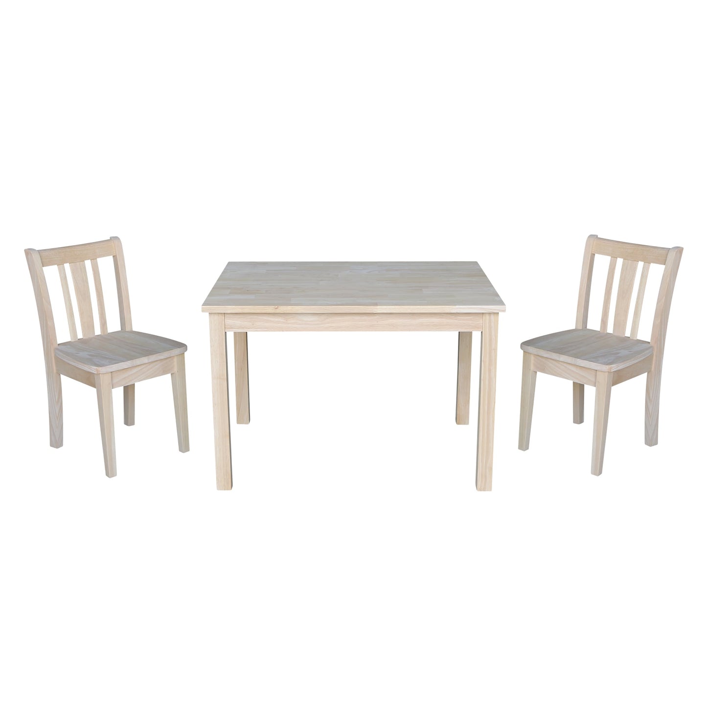 International Concepts Unfinished Rectangular Kid's Play Table ( Set of 2 Chairs)