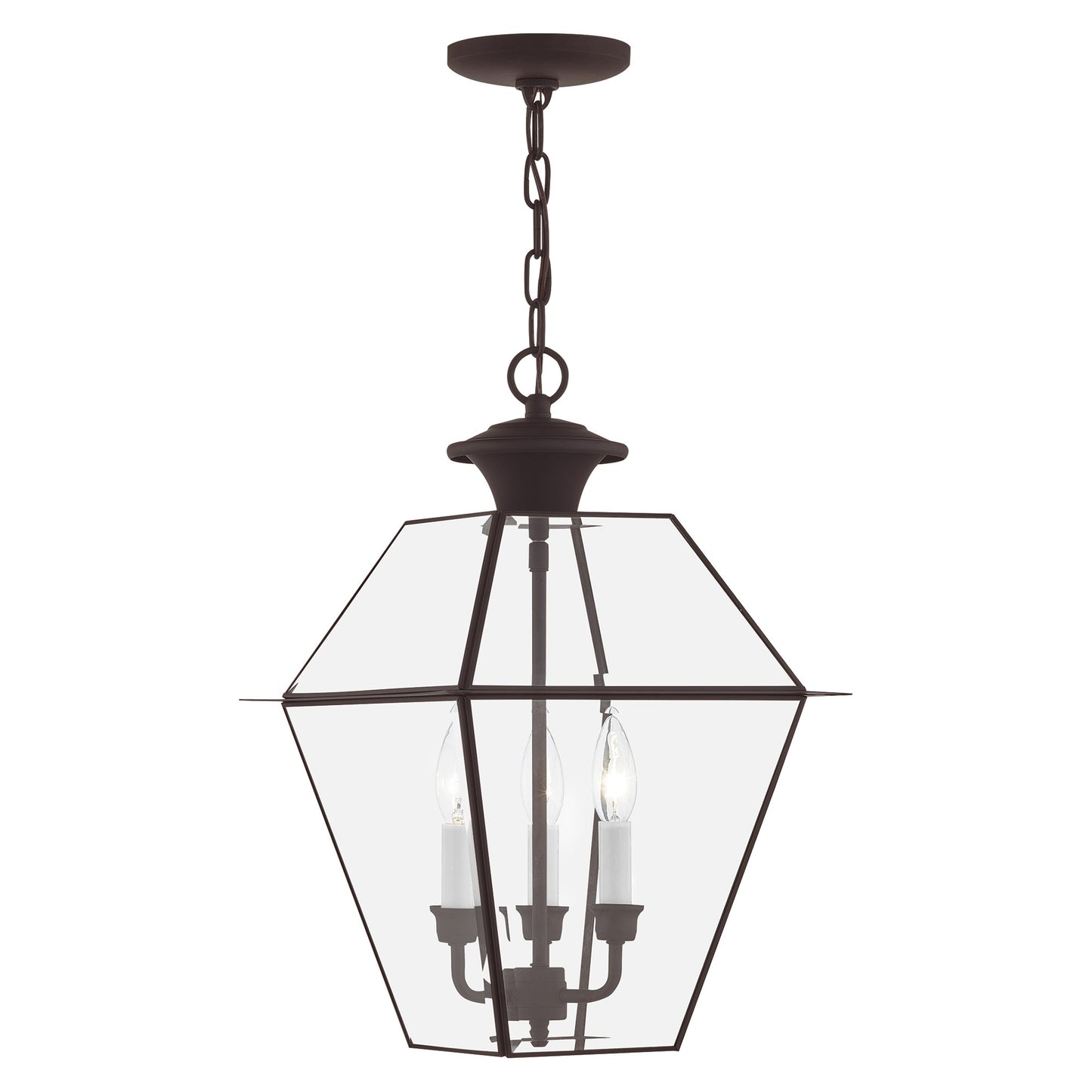 Livex Lighting Westover 3 -Light Bronze Traditional Beveled glass Glass Lantern Medium Outdoor Hanging Pendant Light