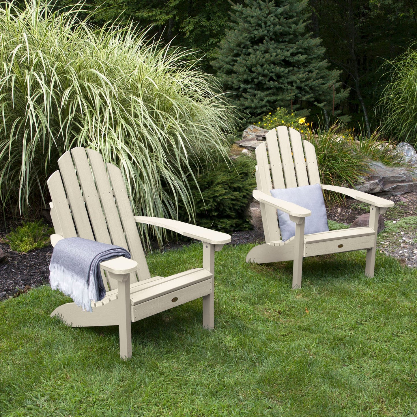 highwood Westport Set of 2 Whitewash Poly-lumber Frame Stationary Adirondack Chair with Slat Seat
