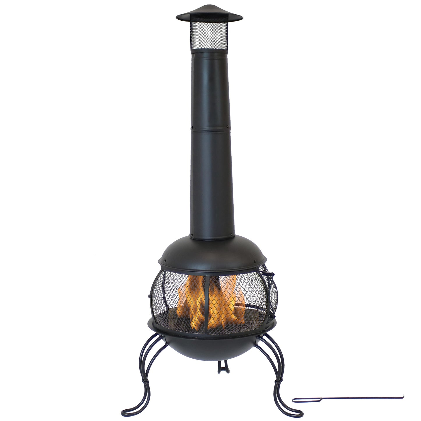 Sunnydaze Decor 66-in H x 28-in D x 31-in W Black Steel Chiminea