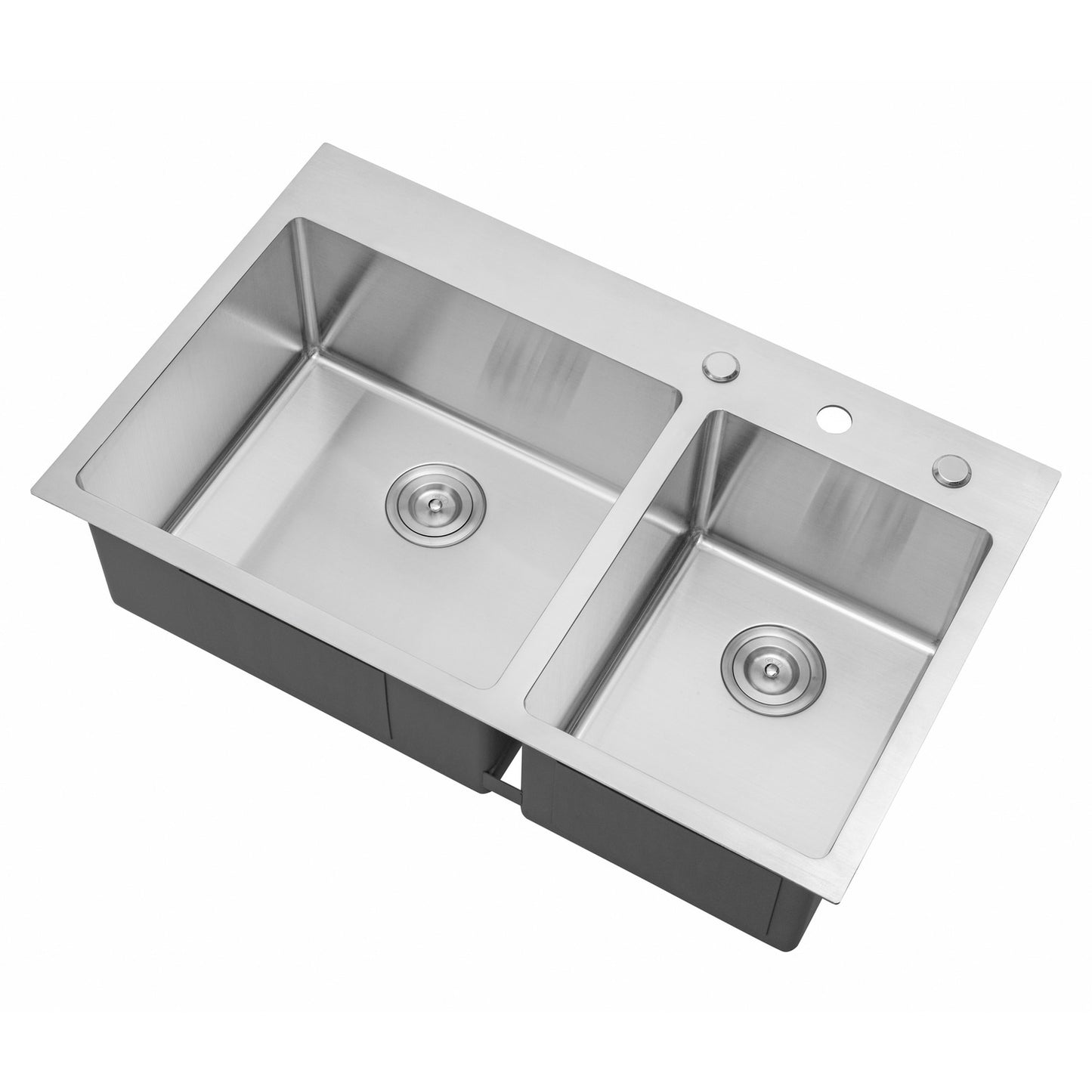 eModernDecor Drop-in 36-in x 22-in Stainless steel Double offset bowl 16 -Gauge Kitchen Sink