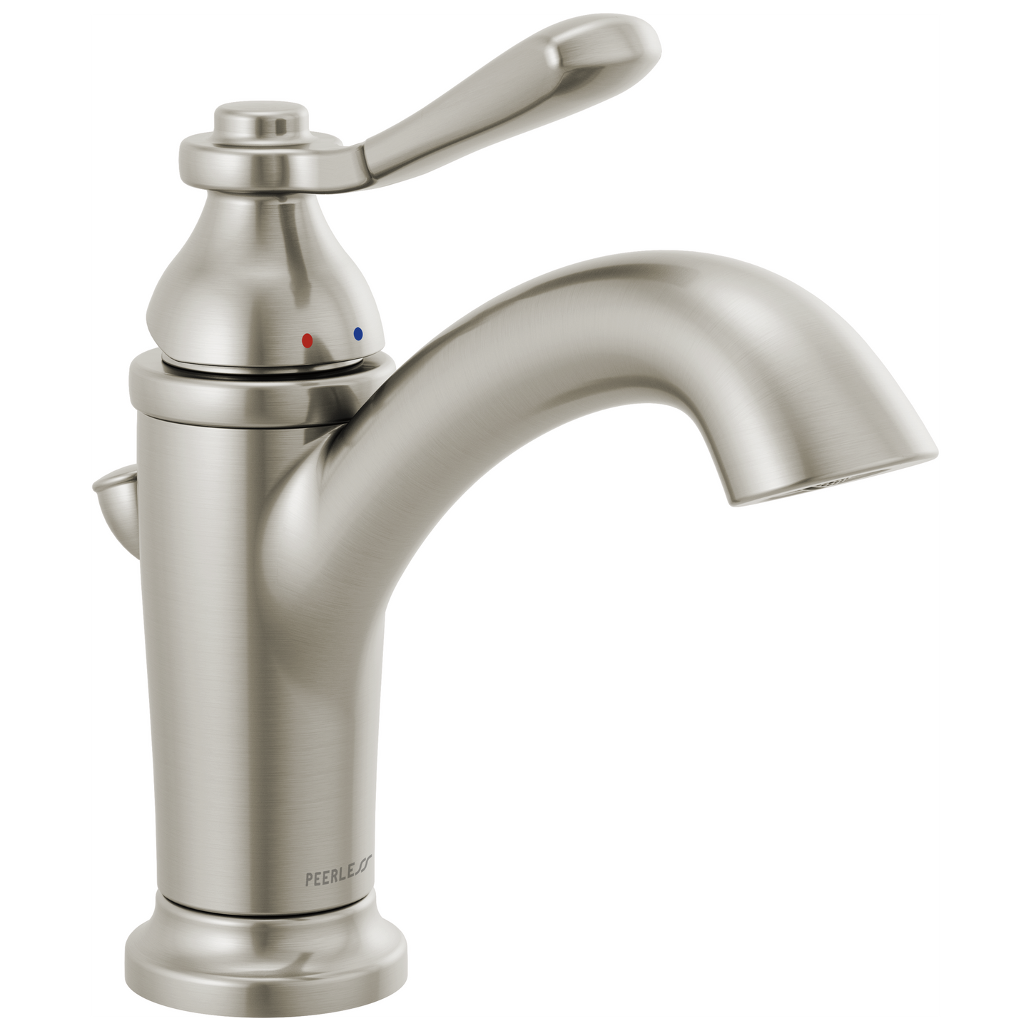 Peerless Elmhurst Brushed Nickel Single hole 2-handle WaterSense Mid-arc Residential Handle Bathroom Sink Faucet with Drain with Deck Plate