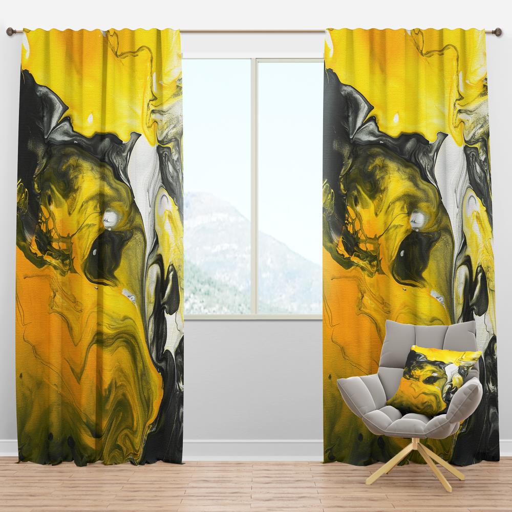 Designart 120-in Yellow and Gold Room darkening Thermal lined Rod pocket Single curtain panel