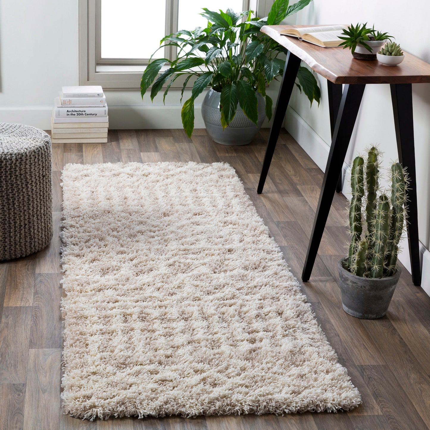 Livabliss Urban Shag 2 x 14 (ft) Flatweave Polypropylene Beige Rectangular Indoor Trellis Global Spot Clean Only Pet Friendly Runner rug