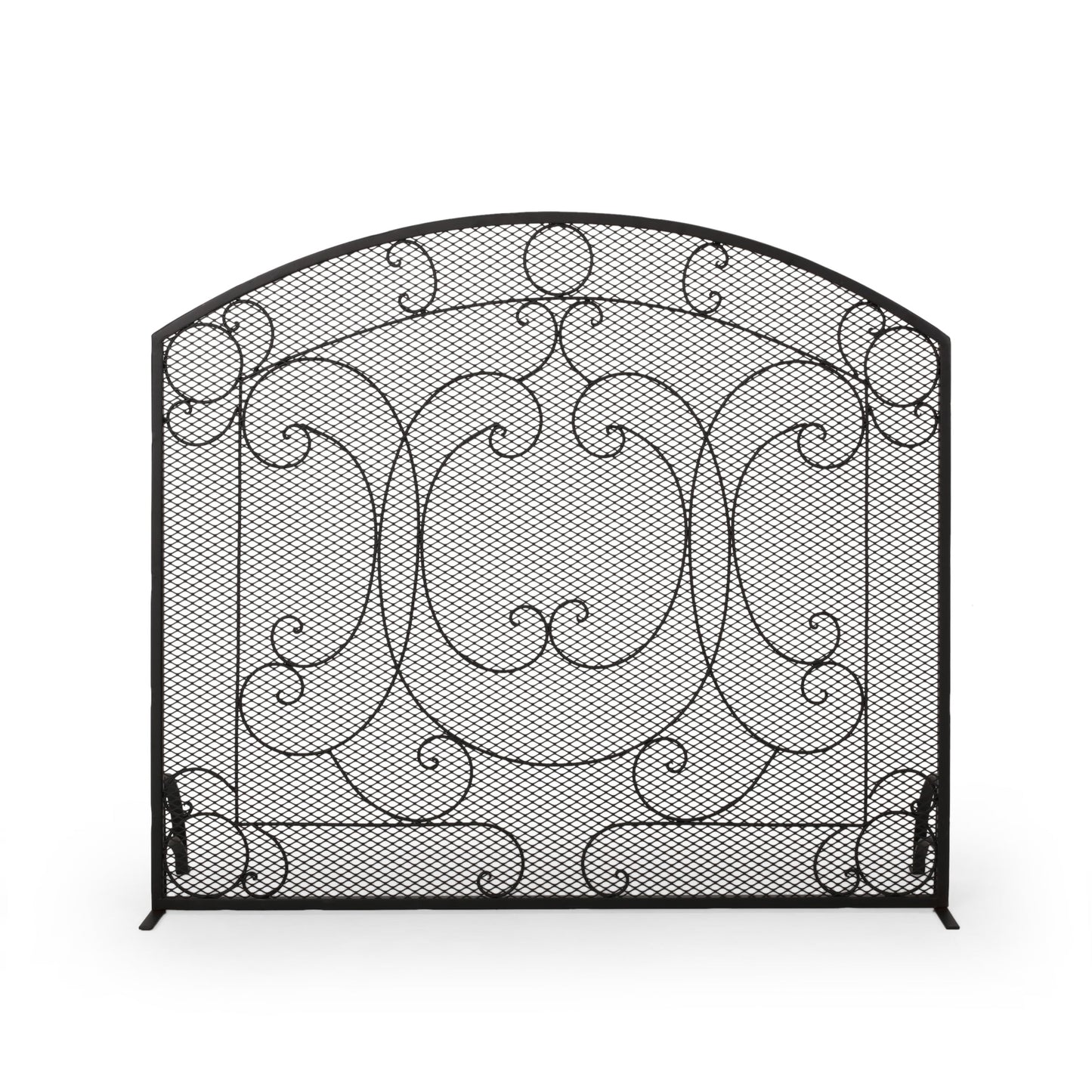 Home Decor 36-in Matte Black Iron 1-Panel Arched Fireplace Screen 311955