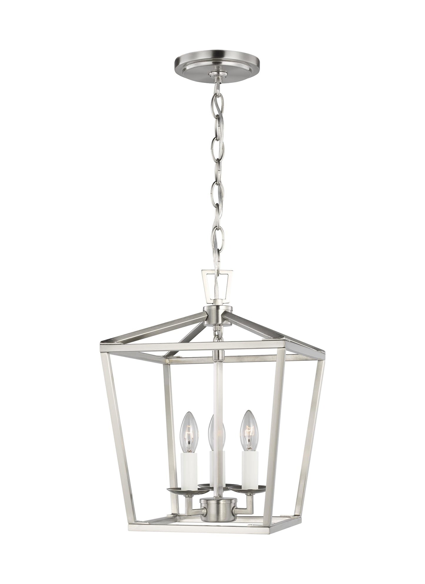 Generation Lighting Dianna 3 -Light Brushed Nickel Traditional Lantern Mini Indoor Hanging Pendant Light