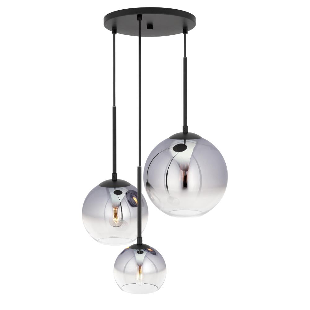 Forte Lighting Callisto 3 -Light Matte Black Indoor Mirrored glass Glass Metal Chandelier