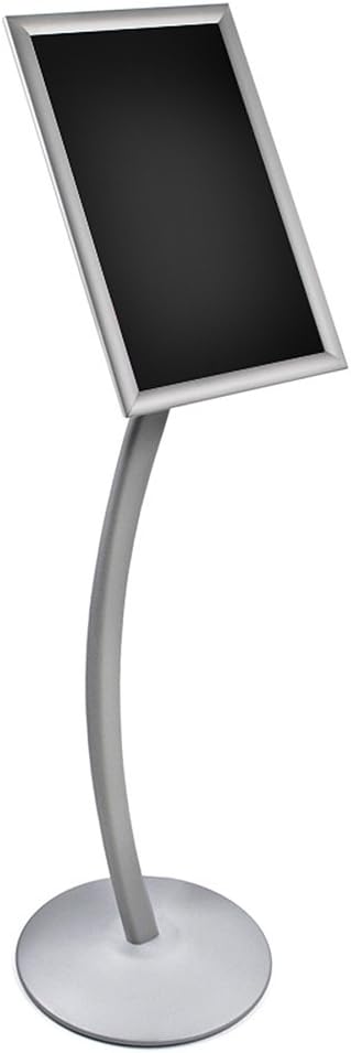 Azar Displays 300237-SLV 11" W x 17" H Angled Snap Frame Floor Display with Curved Pole