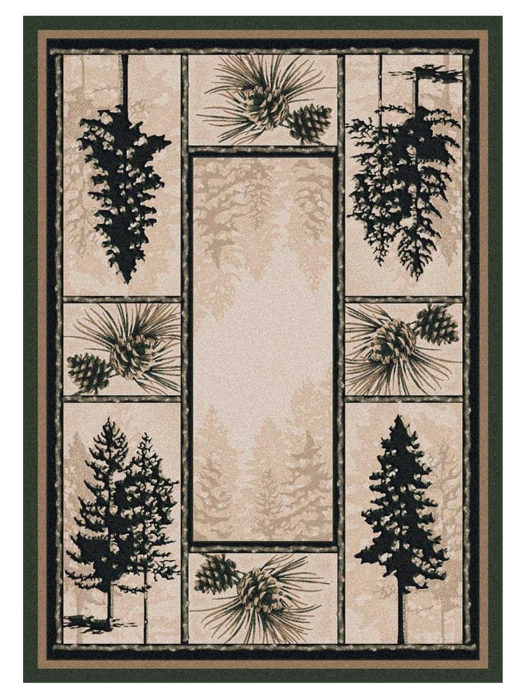 American Dakota 5 x 8 (ft) Tufted Nylon Forest Rectangular Indoor Lodge Spot Clean Only Area rug