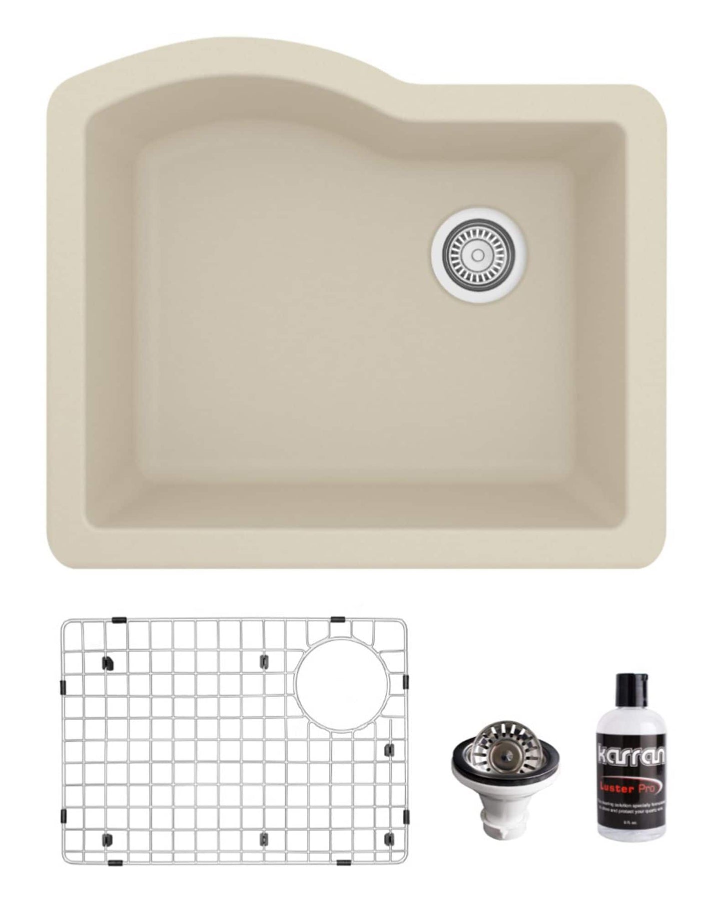 Karran Undermount 24-in x 20.75-in Quartz Single bowl Kitchen Sink
