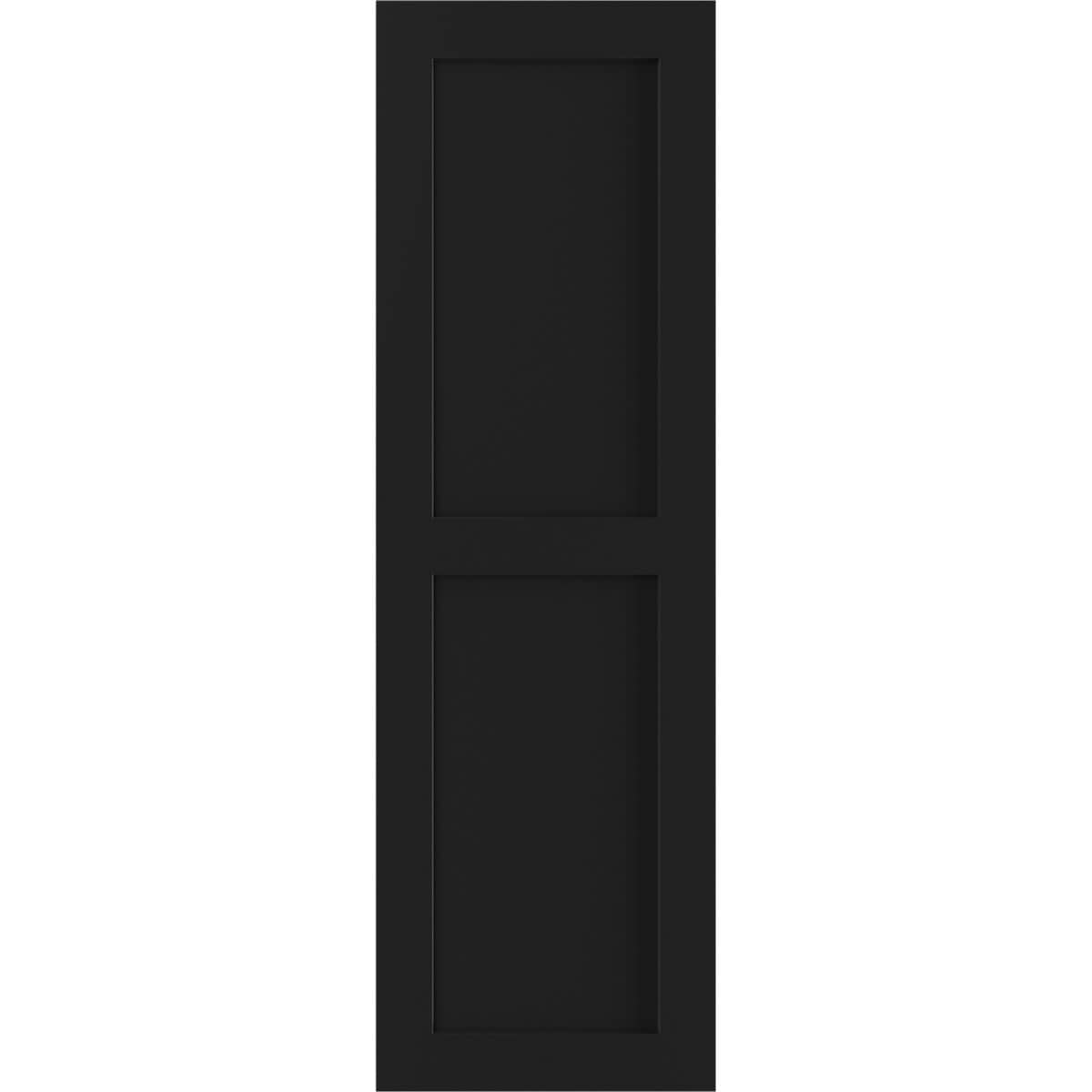 Ekena Millwork 12-in W x 77-in H Black Flat panel Exterior Shutters ( 2 -Pack )