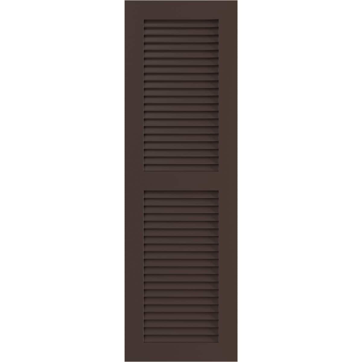 Ekena Millwork 15-in W x 69-in H Raisin Brown Louvered Exterior Shutters ( 2 -Pack )
