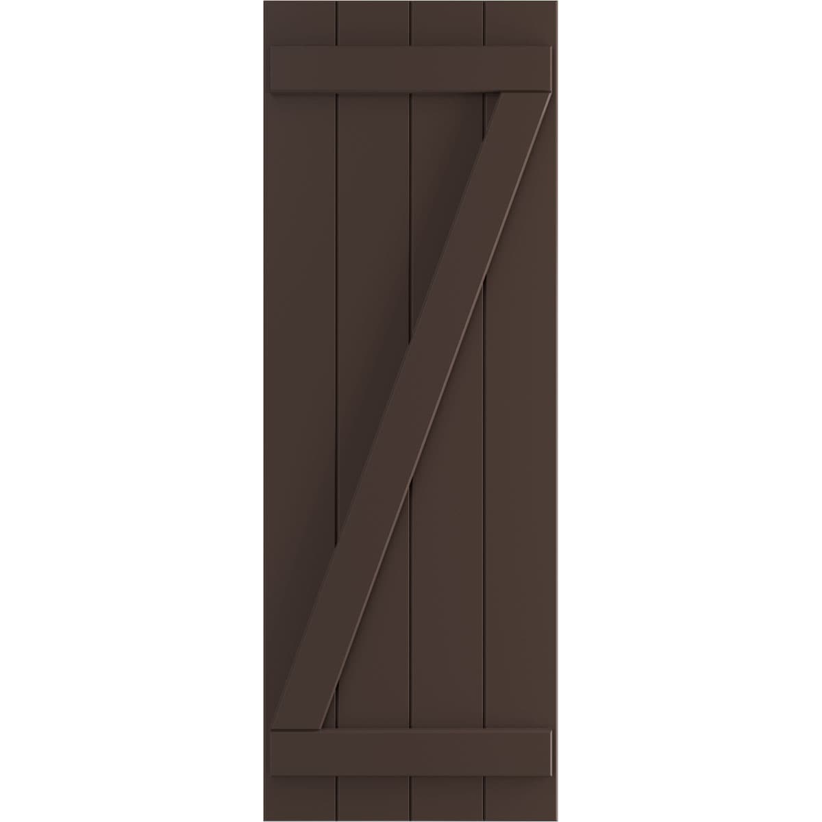 Ekena Millwork 21.5-in W x 50-in H Raisin Brown Board and batten Z-bar Exterior Shutters ( 2 -Pack )