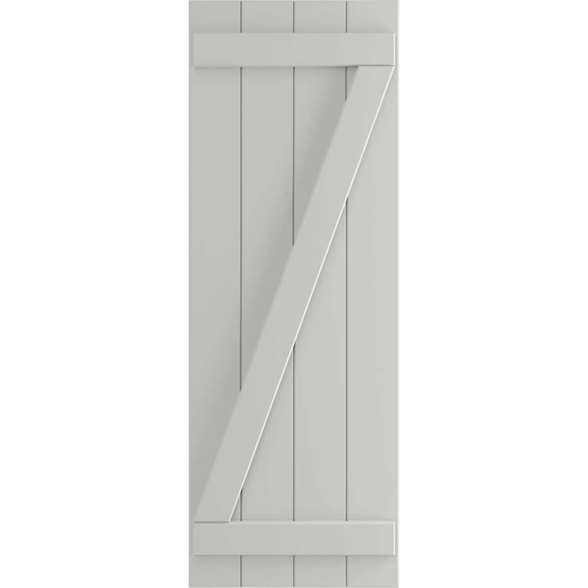 Ekena Millwork 21.5-in W x 41-in H Hailstorm Gray Board and batten Z-bar Exterior Shutters ( 2 -Pack )