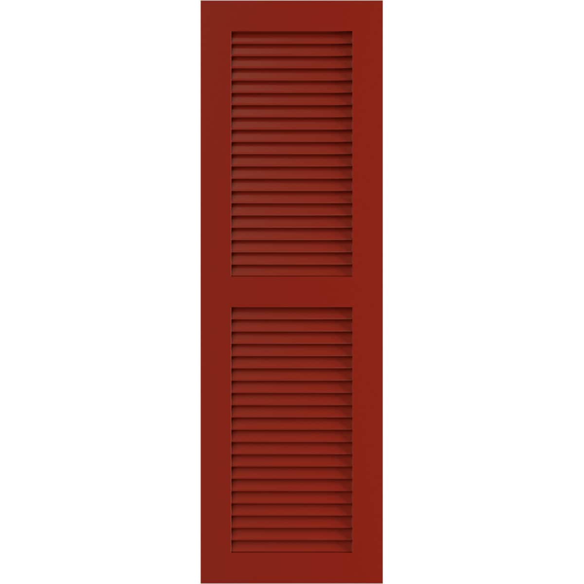 Ekena Millwork 18-in W x 58-in H Fire Red Louvered Exterior Shutters ( 2 -Pack )