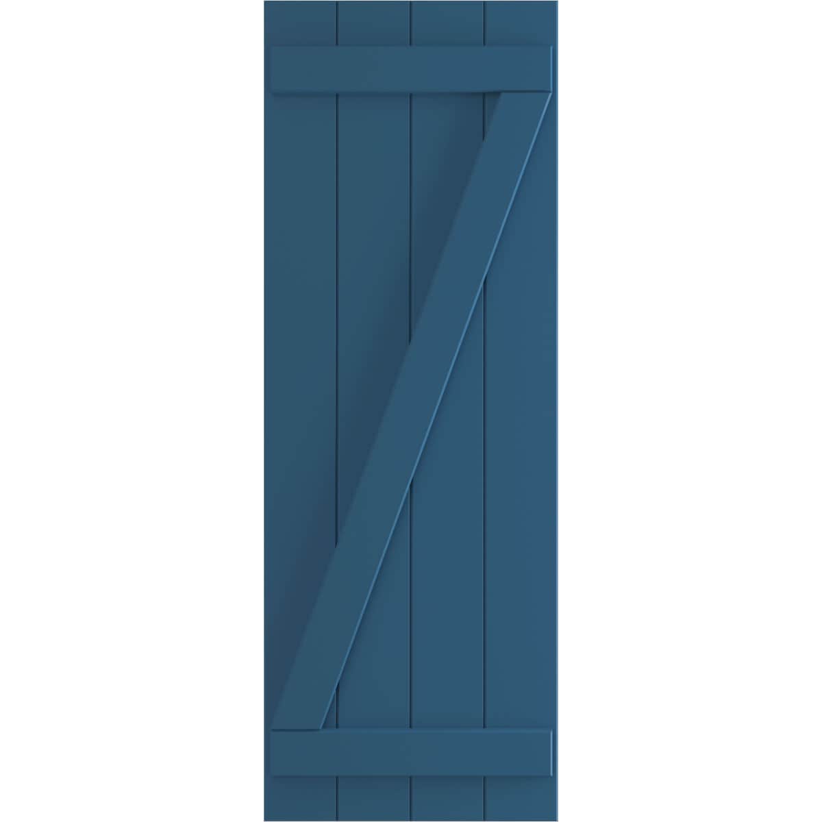 Ekena Millwork 21.5-in W x 46-in H Sojourn Blue Board and batten Z-bar Exterior Shutters ( 2 -Pack )