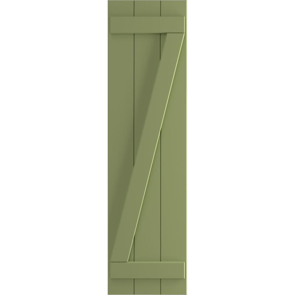 Ekena Millwork 16.125-in W x 70-in H Moss Green Board and batten Z-bar Exterior Shutters ( 2 -Pack )