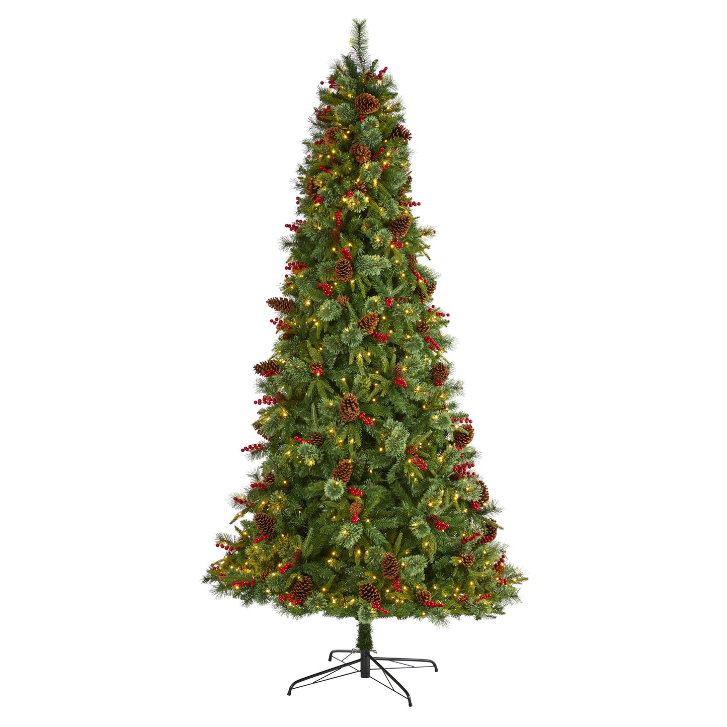 Nearly Natural 9-ft Pine Pre-lit Artificial Christmas Tree with White LED Lights