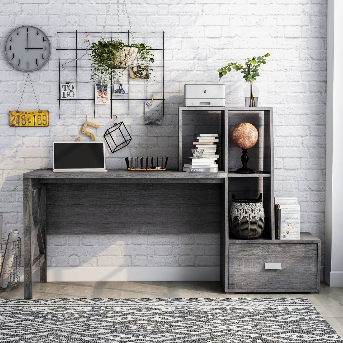 Furniture of America Janlee 47.25-in Gray Modern/Contemporary Computer desk