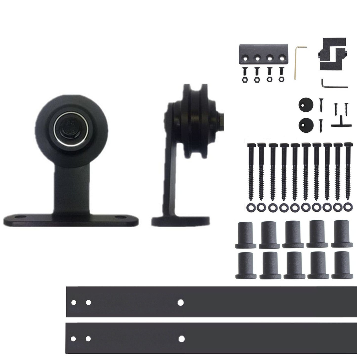 HOMACER 144-in Rustic Black Indoor Top Mount Single Barn Door Hardware Kit DZ1TGH144C