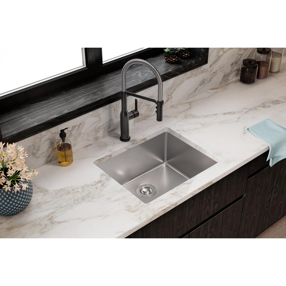 Elkay Crosstown Undermount 22.5-in x 18.5-in Stainless steel Single bowl 18 -Gauge Kitchen Sink